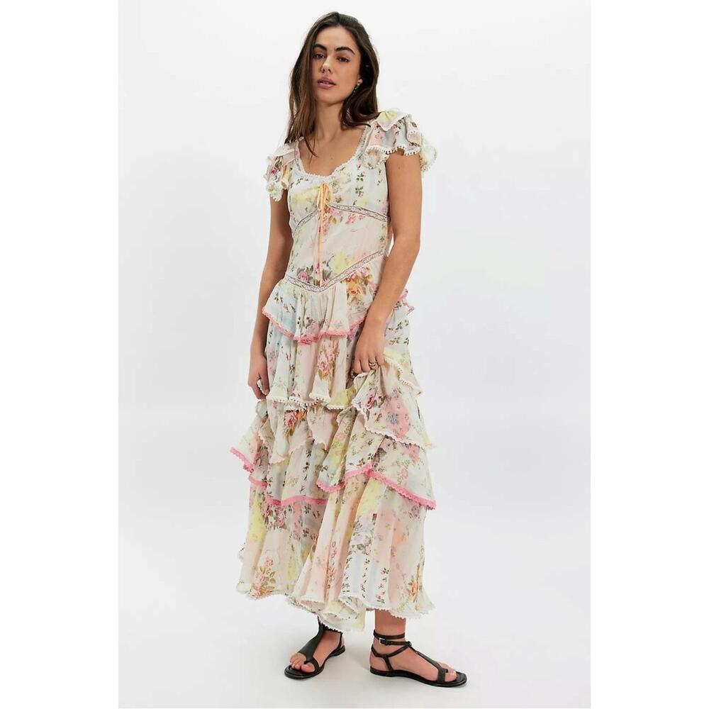 Free People Dainty Ethereal Cottage Love You Bunches Maxi Dress Pastel Small - Picture 5 of 16